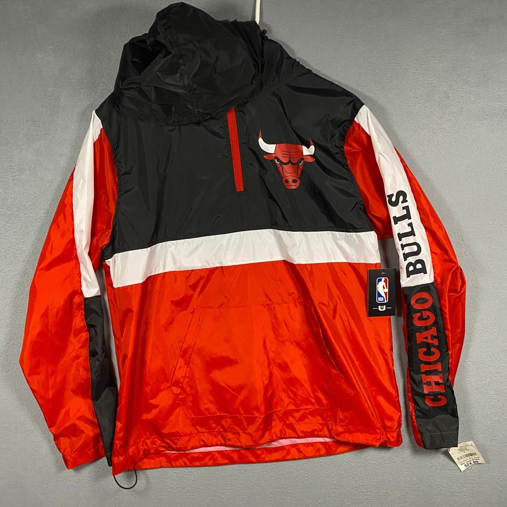 NBA Chicago Bulls Windbreaker Jacket Mens Small Red Black Colorblock VKME012F